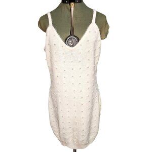 Womans Pink Lily Vintage Y2K babydoll fuzzy faux pearl pullover sweater dress 2X